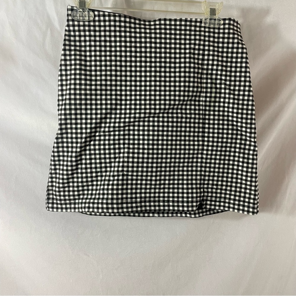 Topshop Black White Checkered Plaid Skirt